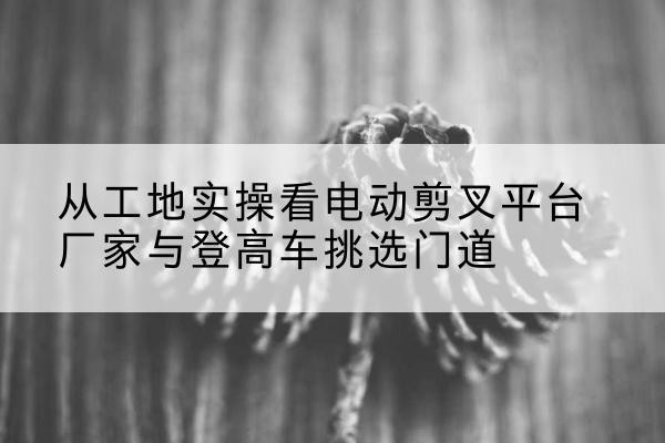 茌平电动剪叉升降平台厂家-从工地实操看电动剪叉平台厂家与登高车挑选门道